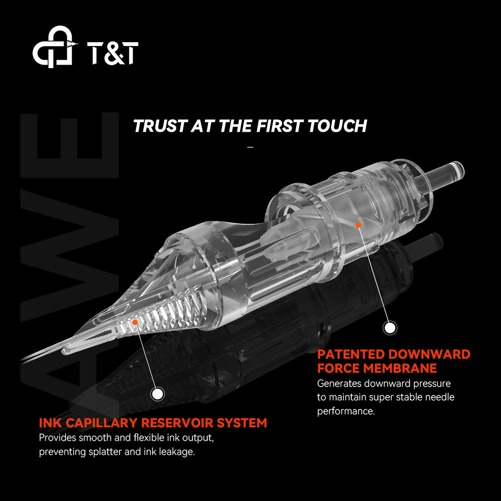 T&T Tattoo Cartridge Needles-AWE Extra Long Round/Curved Magnum(RM-XL),20pcs